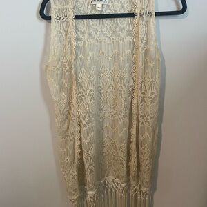 Say What? Beige Lace Vest